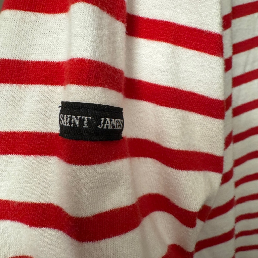 Saint James Red and White Striped Long Sleeve Tee - Picture 9 of 9